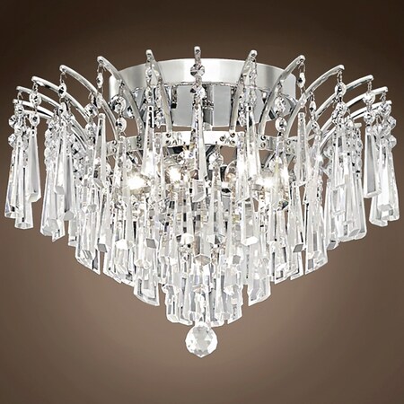 Joshua Marshal Flamingo Design 6 Light 16 Chrome Flush Mount With Clear European Crys 701134-001